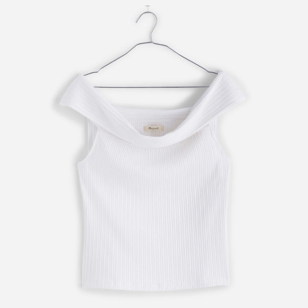 NWT White Ribbed Off-Shoulder Top - Madewell - size XS